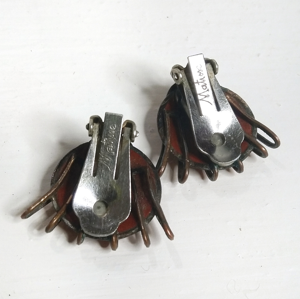 Matisse Vintage designer earrings copper enamel - Picture 3 of 3